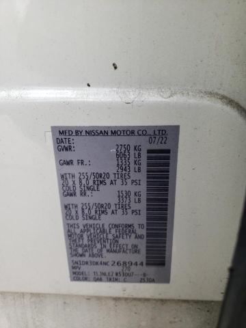 5N1DR3DK4NC268944 Nissan Pathfinder Platinum