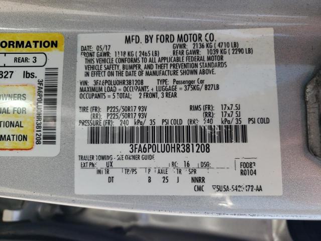 3FA6P0LU0HR381208 2017 FORD FUSION, photo no. 13