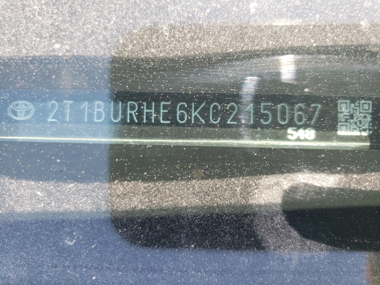 2T1BURHE6KC215067 TOYOTA COROLLA 2019