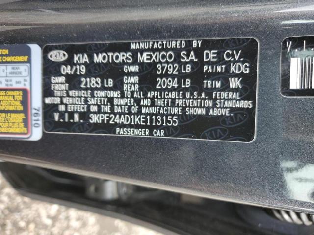 3KPF24AD1KE113155 KIA FORTE FE