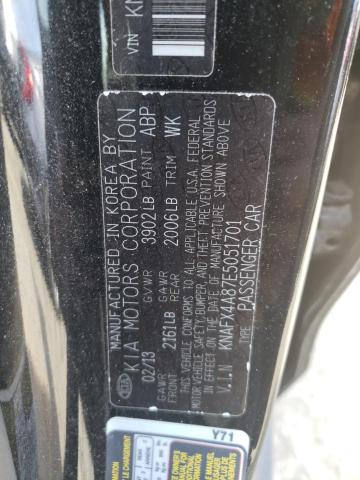 KNAFX4A87E5051701 KIA FORTE EX