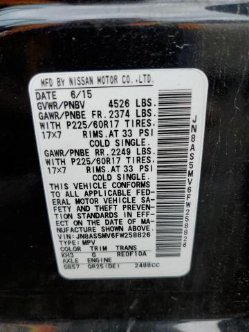JN8AS5MV6FW258826 Nissan Rogue Select S
