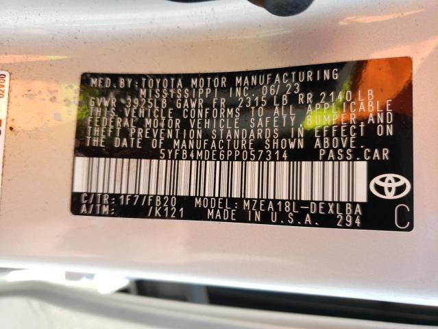 5YFB4MDE6PP057314 Toyota COROLLA LE