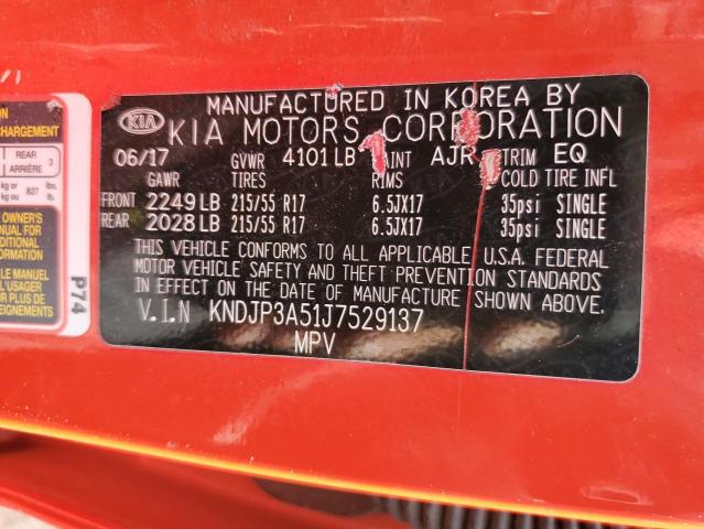 KNDJP3A51J7529137 KIA SOUL +