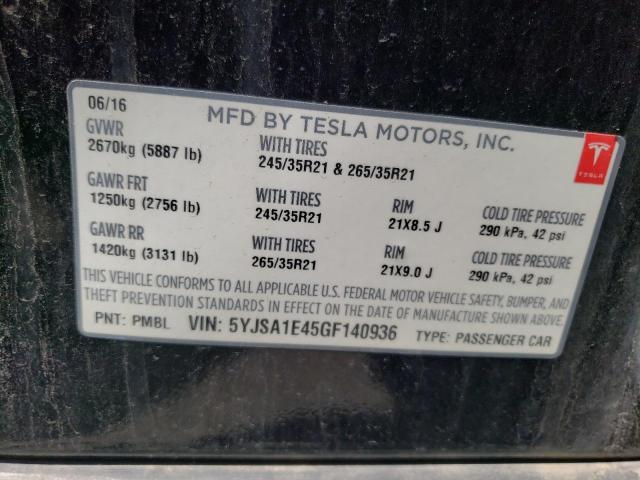 5YJSA1E45GF140936 Tesla MODEL S