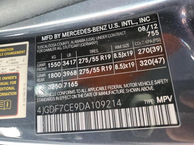 VIN 4JGDF7CE9DA109214 2013 Mercedes-Benz GL-Class, ... no.13