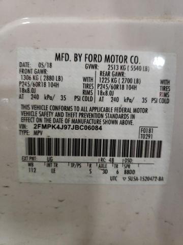 2FMPK4J97JBC06084 2018 FORD EDGE, photo no. 13