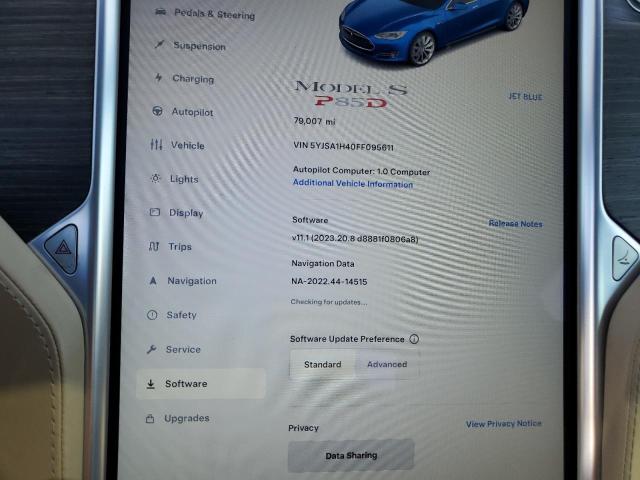 2015 TESLA MODEL S P8 5YJSA1H40FF095611