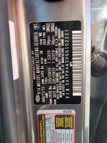 5XYPK4A50GG102221 KIA SORENTO SX