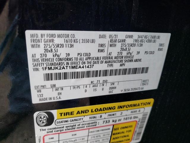 VIN 1FMJK2AT1MEA41437 2021 Ford Expedition, Max Lim... no.14