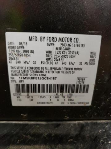 1FM5K8F81JGC84187 Ford Explorer Limited