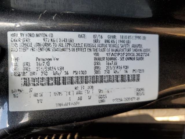 1FADP3F20GL362724 Ford FOCUS SE