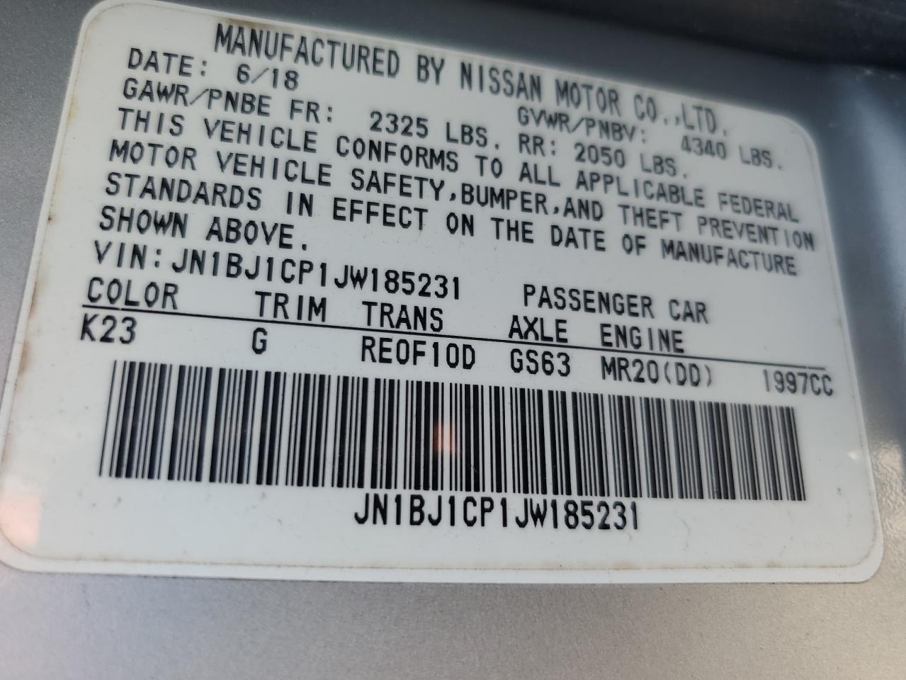 JN1BJ1CP1JW185231 NISSAN ROGUE 2018