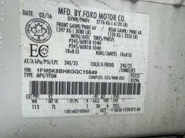 2016 FORD EXPLORER - 1FM5K8BH8GGC15849