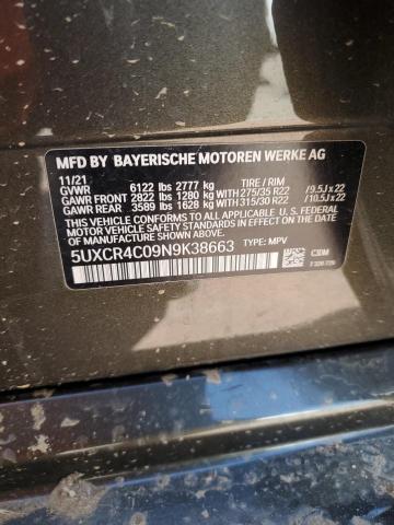 5UXCR4C09N9K38663 2022 BMW X5 Sdrive 40I