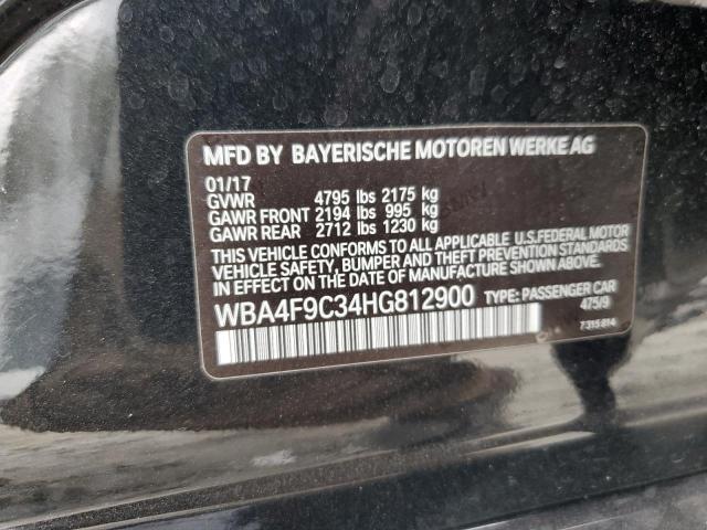 VIN: WBA4F9C34HG812900 Auction: COPART Lot: 60377593 Location: GA - ATLANTA EAST WBA4F9C34HG812900 BMW 4 SERIES 2017 BLACK Photo 12