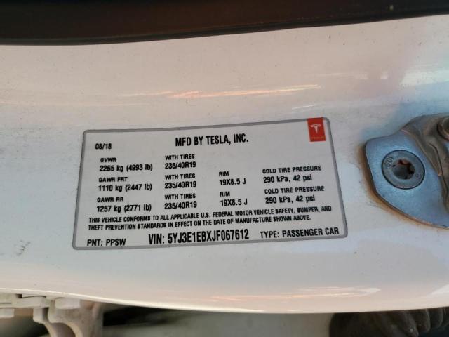 5YJ3E1EBXJF067612 Tesla MODEL 3