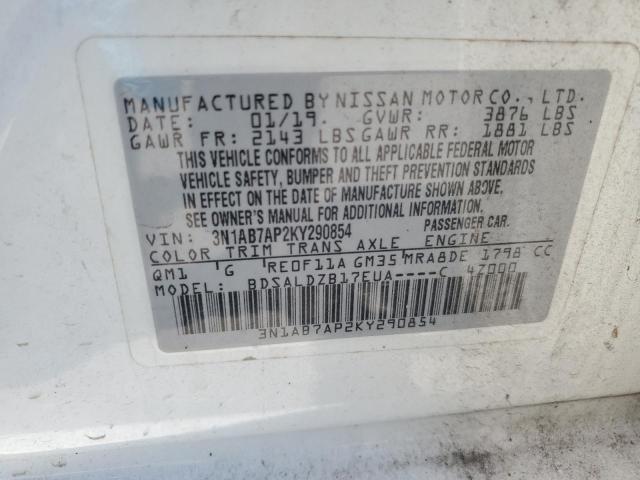 3N1AB7AP2KY290854 | 2019 NISSAN SENTRA S