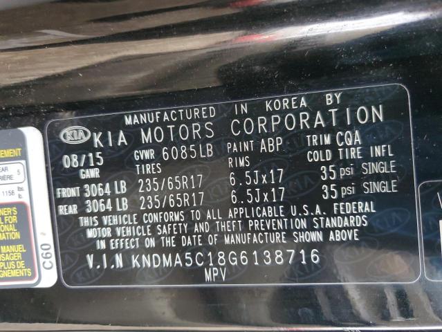 2016 KIA SEDONA L - KNDMA5C18G6138716