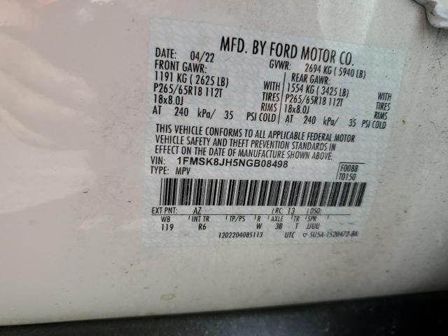 2022 FORD EXPLORER T - 1FMSK8JH5NGB08498