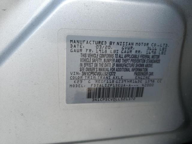 3N1CP5CV0LL521372 Nissan KICKS SV