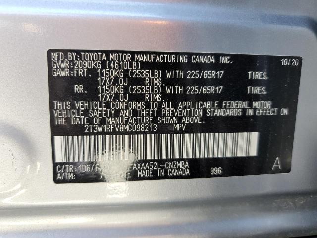 2T3W1RFV8MC098213 Toyota Rav4 Xle