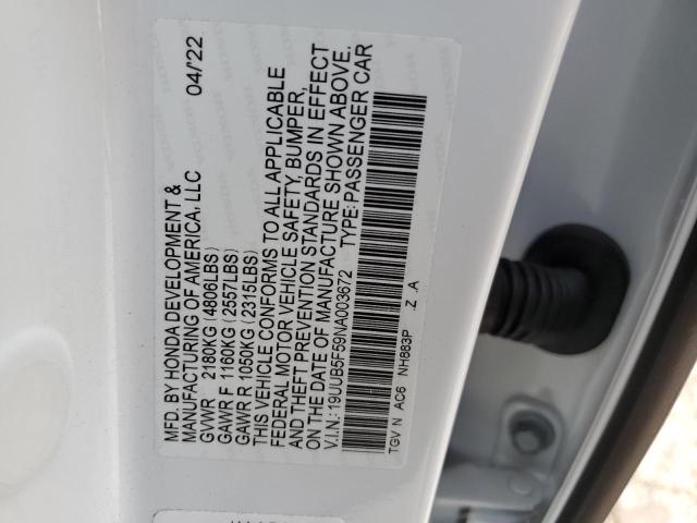 19UUB5F59NA003672 Acura Tlx Tech A