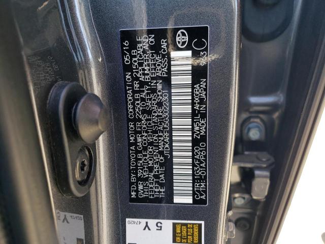 JTDKARFU5G3022301 Toyota PRIUS