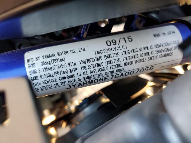 2016 YAMAHA FZ07 JYARM06E7GA007056