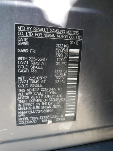 KNMAT2MV7GP659644 Nissan ROGUE S