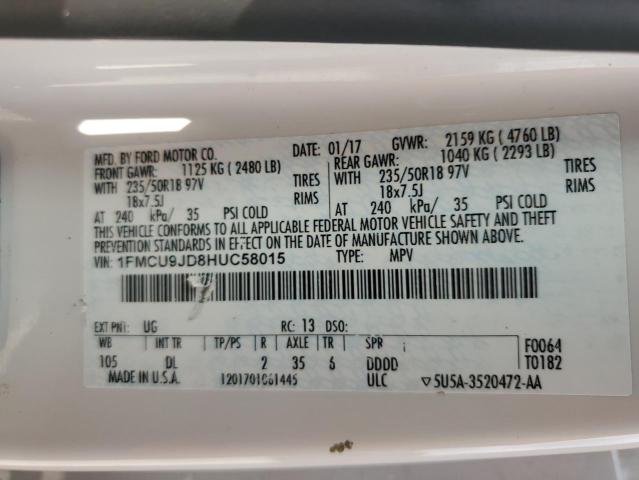 1FMCU9JD8HUC58015 Ford Escape Titanium