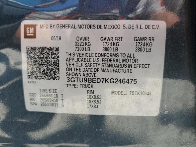 3GTU9BED7KG246475 GMC Sierra K1500 Sle
