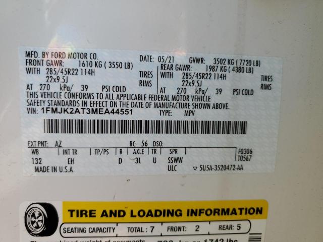 1FMJK2AT3MEA44551 Ford Expedition Max Limited