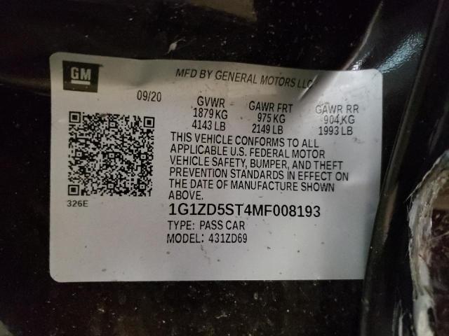 2021 CHEVROLET MALIBU LT - 1G1ZD5ST4MF008193