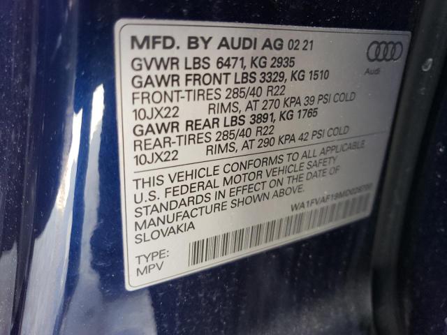 WA1FVAF19MD028700 Audi Q8 PRESTIG 10