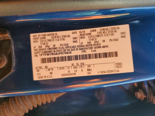 1FTFW1RG8JFE70435 Ford F150 Raptor