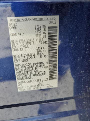 5N1DR2CN1LC581212 Nissan Pathfinder Sl