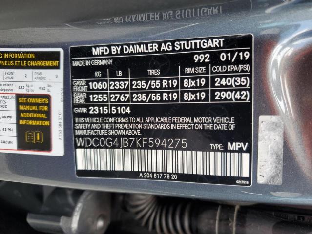 WDC0G4JB7KF594275 Mercedes-Benz GLC 300
