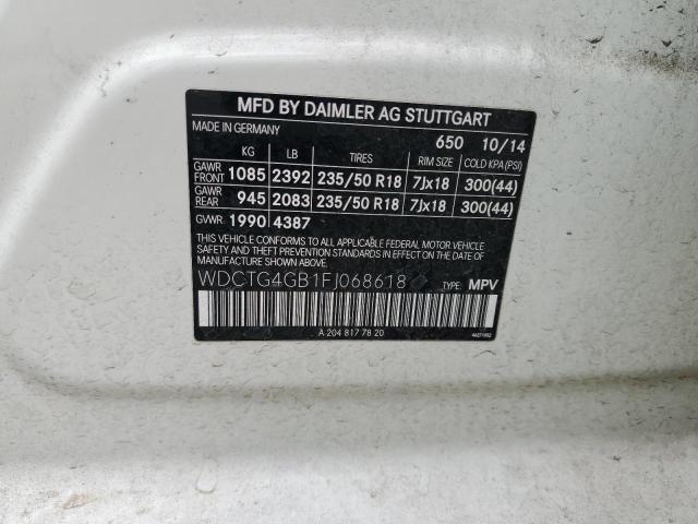 WDCTG4GB1FJ068618 Mercedes-Benz Gla 250 4matic