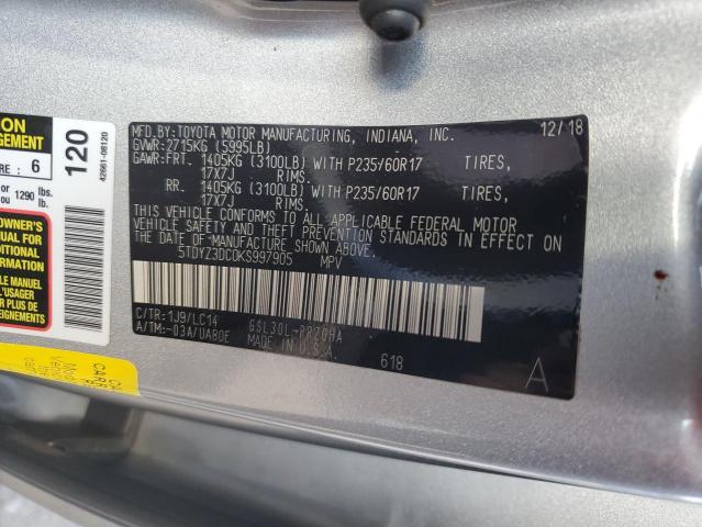 5TDYZ3DC0KS997905 Toyota SIENNA XLE