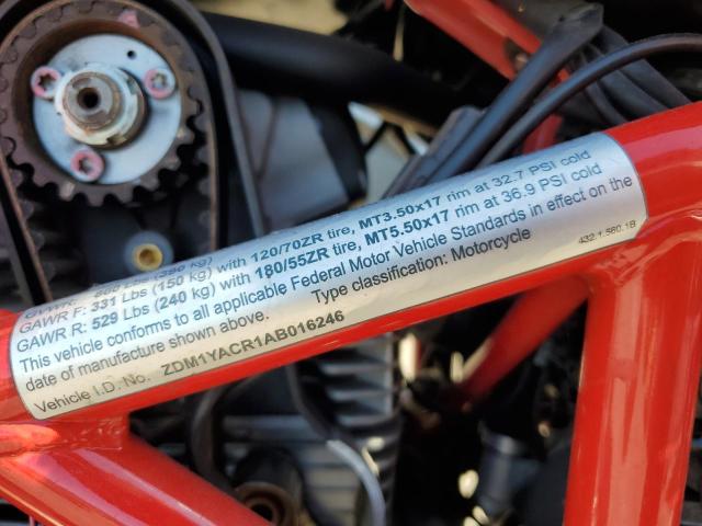 2010 DUCATI HYPERMOTAR ZDM1YACR1AB016246
