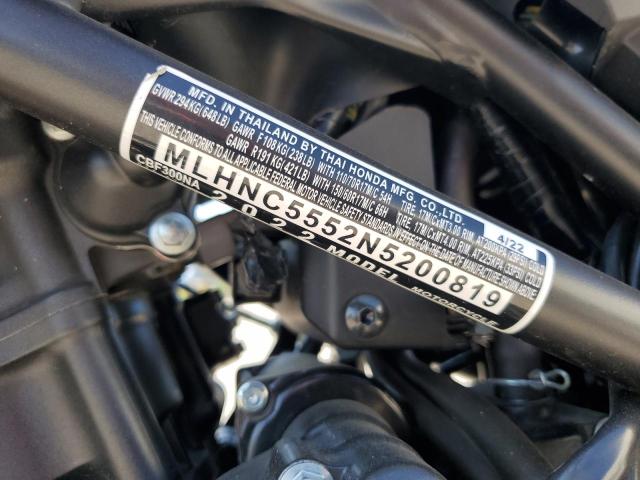 2022 HONDA CBF300 NA MLHNC5552N5200819