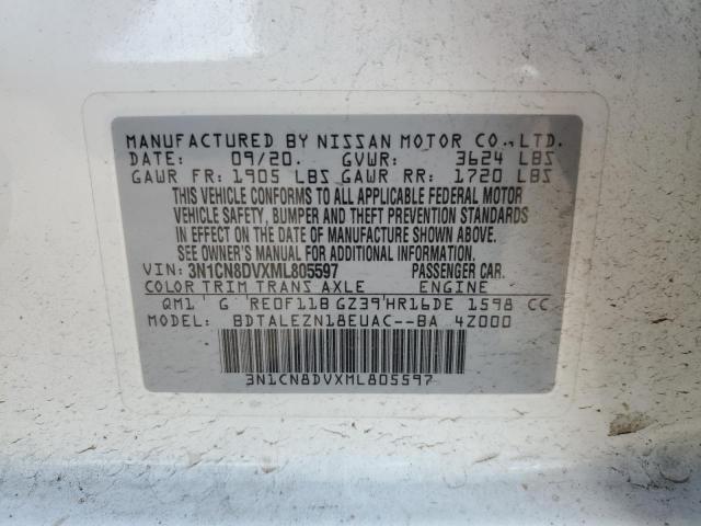 3N1CN8DVXML805597 Nissan Versa S 12