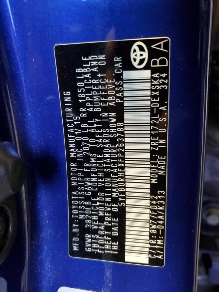 5YFBURHEXFP263788 2015 Toyota Corolla L