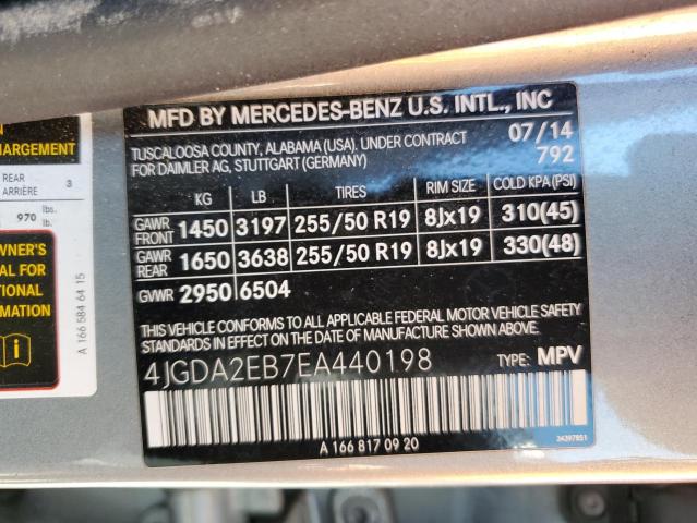 VIN 4JGDA2EB7EA440198 2014 Mercedes-Benz ML-Class, ... no.13