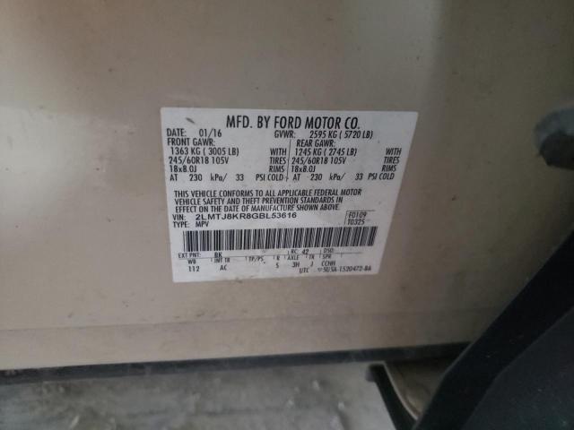 2LMTJ8KR8GBL53616 Lincoln Mkx Select