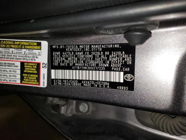 4T1B11HK2KU217235 Toyota CAMRY L
