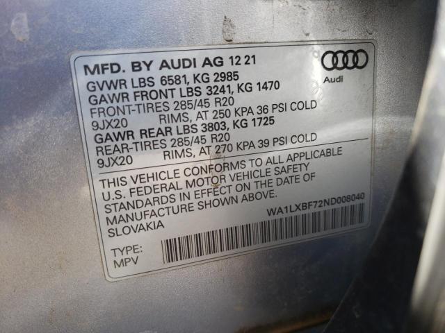 VIN WA1LXBF72ND008040 2022 Audi Q7, Premium Plus no.13