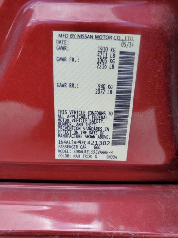 1N4AL3AP9EC421302 Nissan ALTIMA 2.5