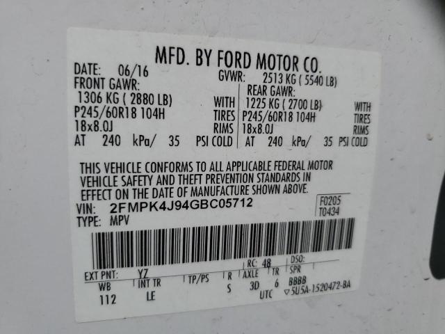 2FMPK4J94GBC05712 2016 FORD EDGE, photo no. 14